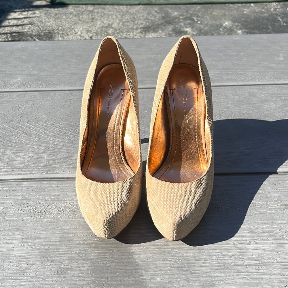 BCBG snake heel